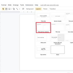 Google slides two columns text box