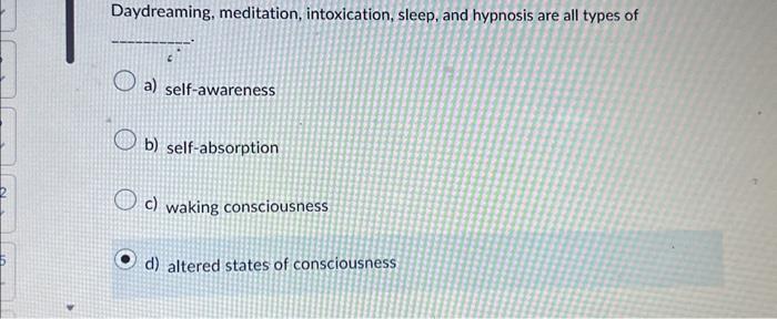 Daydreaming meditation intoxication sleep and hypnosis